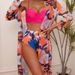 Women's Clothing New Swimsuit Women's Bikini Sexy Gathered Mesh Three Piece Print Split Swimsuit_ecoleips.com