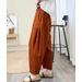 Suitable For All Seasons 2025 Summer New Elastic Waist Loose Slimming Harem Artistic Patchwork Solid Color Linen Casual Pants For Women_ecoleips.com