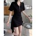 Women's Irregular Design Polo Neck Bodycon Mini Skirt Hot Girl Style Summer New Arrival 2025_ecoleips.com