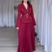 Women's Clothing Solid Color Temperament Lapel Suit Pleated Skirt Suit_ecoleips.com