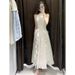 French Haute Couture Off The Shoulder Sleeveless Neck Hanging Dress For Women's Summer Waist Design, With A Sense Of_ecoleips.com