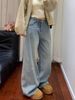 Glitter Star Embroidered Wide-Leg Jeans For Women – High Waist Straight Denim Pants With Rhinestone Details, Winter Edition (Regular & Fleece-Lined)_ecoleips.com