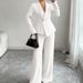 Minimalist Two-Piece Set For Women - Sleeveless Blazer & High-Waisted Trousers, Office To Dinner Outfit (European Sizing, Beige)_ecoleips.com