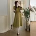 Autumn New Korean Fashion Loose Mid-Length Maternity Dress_ecoleips.com