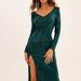 Women's Clothing V Neck Sexy Long Sleeved Evening Dress Party Slit Dress Temperament Dress Slim Fit_ecoleips.com