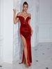Women's Clothing Black Tube Top Party Evening Dress High End Sequined One Shoulder Neckline Slit Summer Dress_ecoleips.com
