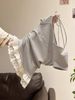 Korean Ballet Style Splice Hem Rhinestone Letter Short Sleeve Women's Summer New Slant Collar Shoulder Exposure Slim Fit Top_ecoleips.com