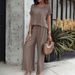 Women's Clothing Spring And Summer Casual Fashion Solid Color Short Sleeved Trousers Suit_ecoleips.com