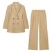 Women's Tailored Blazer & High-Waisted Trousers Set – Stretch Polyester Office Suit (XS-L) For Business Casual & Evening Wear_ecoleips.com