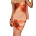 Women's Clothing Temperament Beautiful Slim Fit Tube Top Print Halter Neck Long Dress_ecoleips.com