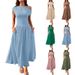 Women's Off-Shoulder Long Dress Summer Style Fitted Waist Solid Color With Pockets Platform_ecoleips.com