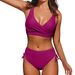 Women's Clothing Swimsuit split bikini solid color hot style high waist swimsuit sexy biki_ecoleips.com