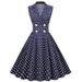 Women's Retro Hepburn Dress Style Polka Dot Patchwork Lapel Sleeveless Double Breasted Literary Style_ecoleips.com