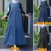 Women's Clothing Muslim Fashion Loose Large Size Sleeveless Long Solid Color Denim Dress_ecoleips.com