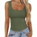 Women's Square Neck Ribbed Sleeveless Top – Stretchy Basic Camisole For Casual & Sexy Looks Stretchy & Breathable Fabric_ecoleips.com