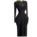Women's Clothing Early Spring Solid Color Long Sleeved Round Neck Wrap Chest Tight Temperament Long Dress_ecoleips.com