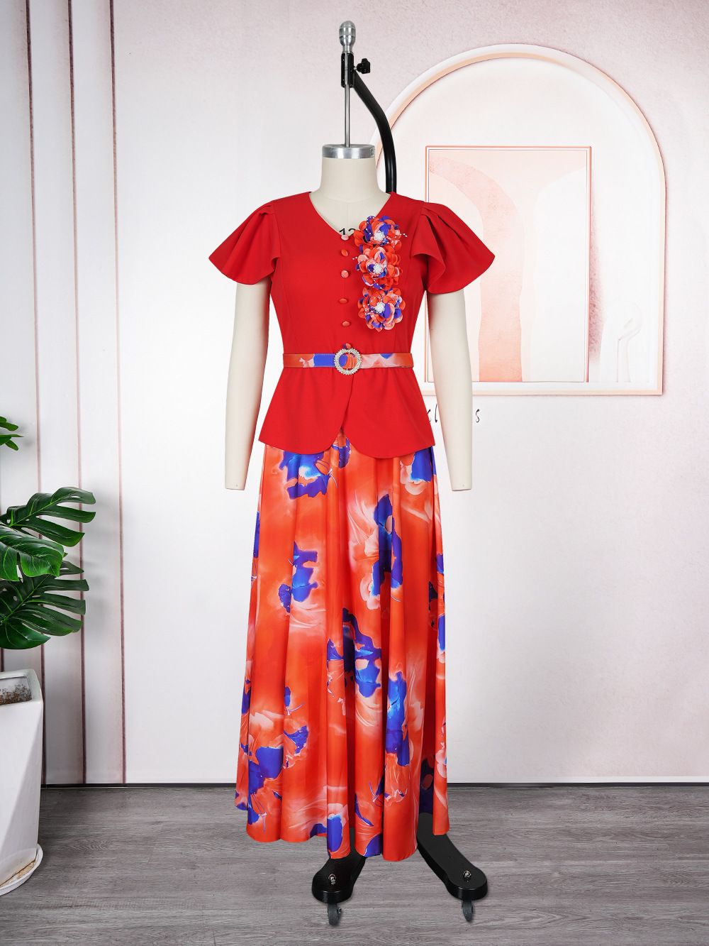 Paisley Print Button-Down A-Line Dress – Stylish Plus-Size Short Sleeve Dress For Women_ecoleips.com