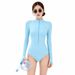Women's Sunscreen Surf Wetsuit One-piece Swimsuit Zipper Long Sleeve UPF50 + High Elastic Sports Swimsuit_ecoleips.com