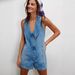 Fashion Sleeveless Washed Denim Jumpsuit Shorts Women's Clothing New Style Peter Pan Collar Personalized_ecoleips.com