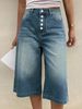 Women's Retro Denim Capri Pants High Waist Straight Leg Wide Leg Casual Loose Fit Bottoms For Fashion_ecoleips.com