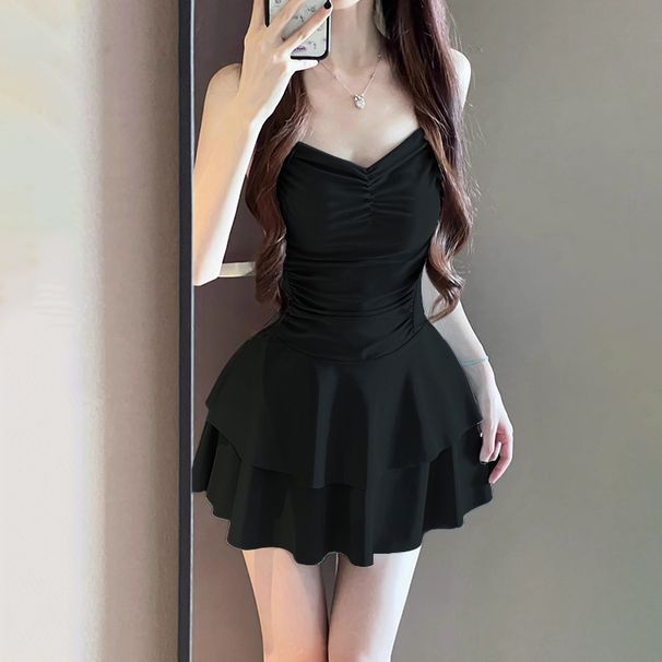 Backless One Piece Swimsuit Pure Sexy Style Covers Tummy Slimming Design With Outerwear For Women Perfect For Hot Spring Vacations_ecoleips.com