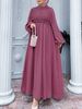 Modest Evening Dress Middle Eastern Ethnic Style Muslim Dress Lace Trimmed Lantern Sleeve Fitted Waist Bestseller Women's Clothing_ecoleips.com