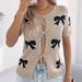 2026 Spring/Summer Casual Sexy Color-Block Bow Tie Knit Cardigan For Vacation Cross-Border Women's Clothing_ecoleips.com