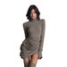 Women's Semi-High Neck Bodycon Dress - Slim Fit Cross-Waist Knit Dress For Fall & Winter Layering, Stretchy & Stylish (S-XXXL, 6 Colors)_ecoleips.com