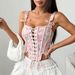 Aria Basics Aria Basics European And American INS Pastoral Girl Style Floral Print Fishbone Cross Tie Niche Design Bowknot Vest A1826_ecoleips.com