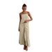 European And American 2025 Summer Cotton And Linen Cool Suspender Trousers Loose Casual Comfortable Two Piece Set_ecoleips.com