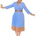 Elegant Notched Lapel Winter Knit Dress for Women with Belt Pleated Skirt Stylish S-XXXL_ecoleips.com