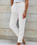 Women's Clothing High Waist Elastic Waist Solid Color Cotton And Linen Casual Pants_ecoleips.com