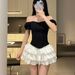 European And American Street Style French Short Sleeve Fishbone Waist Cincher Chest Pad Tube Off-Shoulder Slim Fit Vest_ecoleips.com
