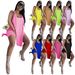 4263 Cross-border European American Women's Clothing, Solid Color Loose Long Vest Top And Shorts Set, Two-piece Outfit_ecoleips.com