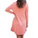Women's Minimalist Solid Color Dress Loose Long Sleeve Button Front Casual Dress With Side Pockets_ecoleips.com