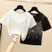Women's Clothing Heavy Duty Hot Diamond T Shirt Women's Slim Fit Two Piece Suspenders Full Of Diamonds Shiny Short Sleeved Tops_ecoleips.com