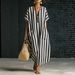 Women's Loose Fit V Neck Striped Floral Print Maxi Dress – Casual Boho Summer Resort Gown 2026_ecoleips.com