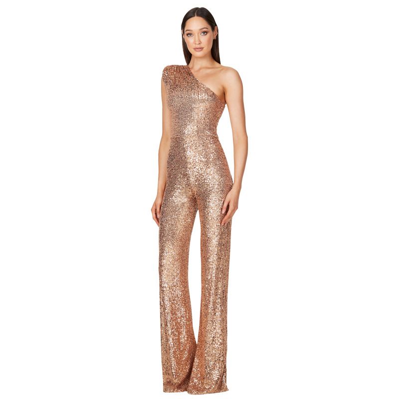 Women's Clothing Sleeveless Jumpsuit Summer One Shoulder Sequin Jumpsuit Women_ecoleips.com