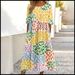 Women's Mid-Waist Summer Casual Round Neck Printed Flared Dress_ecoleips.com
