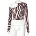 Aria Basics Aria Basics Foreign Trade Knitted Off-shoulder Sexy Long-sleeve Top For Women, European And American Autumn Striped Printed Short_ecoleips.com