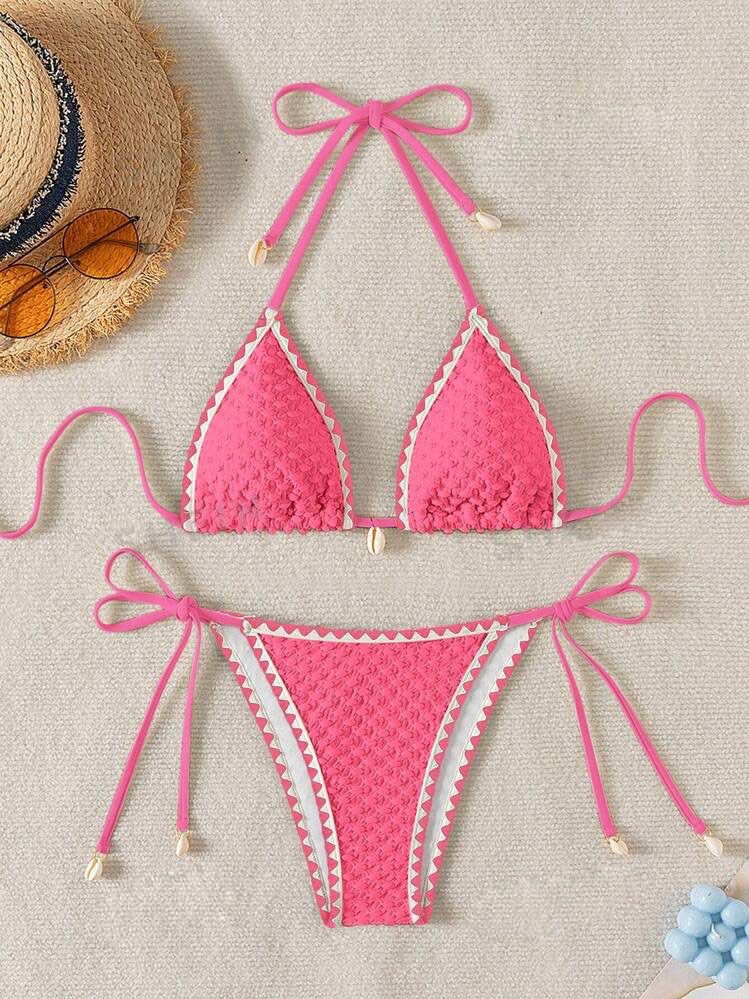 Women's Clothing Sexy Two Piece Bikini Swimsuit Knitted Beachwear For Summer Spring/Autumn Winter_ecoleips.com
