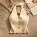 Women's Clothing Halter Neck Suspender Top For Women In Summer Inner Wear Or Outer Wear Beautiful Back Slim Fit Off Shoulder Short Knitted Vest_ecoleips.com