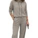 New Spring Collection Women's Patchwork Leopard Print Hooded Top With Pocket Straight Leg Pants Set Loose Fitting Style_ecoleips.com