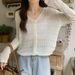 K Gentle And Sweet Short V-neck Hollowed Out Knitted Cardigan For Women, Loose And Stylish Thin Design, Draped Over A Shawl, Sun Protection Jacket_ecoleips.com