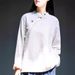 Cotton And Linen Vintage Stand-Up Collar Long-Sleeved Women's Spring And Autumn Chinese-Style Tea Dress, Button-Up Pullo_ecoleips.com