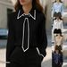 Women's Long Sleeve Shirt Solid Color Commuter Tie Style Autumn Fashion Clothing_ecoleips.com