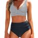 Women's Solid Color Backless Pleated Two Piece Swimsuit Comfort And Confidence In The Water Sexy Gathered Bikini Set_ecoleips.com