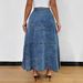 Plus Size A-Line Denim Skirt With Layered Hem - High Waist Summer Casual Skirt For Women, Streetwear Staple In Light Blue_ecoleips.com