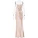 2025 Summer New Satin With Strap, Bareback, Sexy Slimming Evening Dress, Long Dress_ecoleips.com