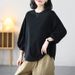 Spring And Summer New Versatile Literary And Retro Lantern Sleeve T-shirt Foreign Style Age-reducing Casual Seven-quarter Sleeve Top Women's Clothing_ecoleips.com